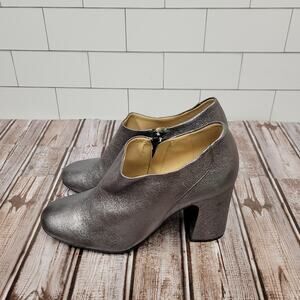 Naturalizer Women's Silver Wedge Booties Zip Up Size 9